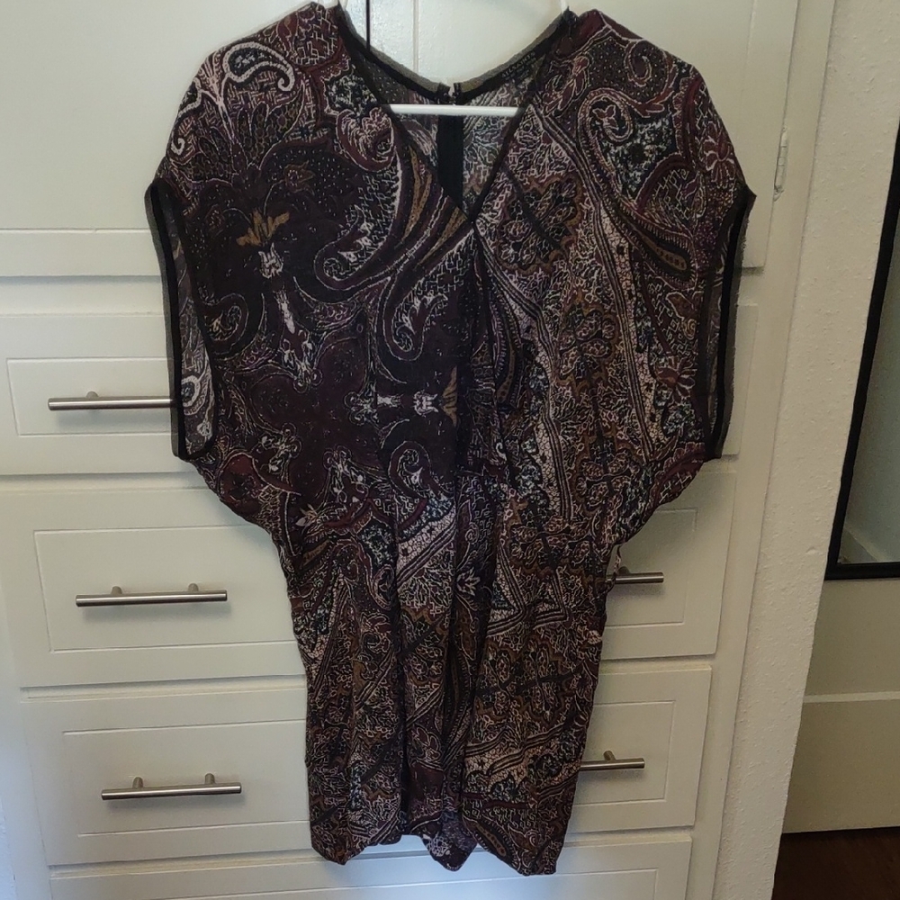 All Saints Reid Black and Brown Paisley Playsuit